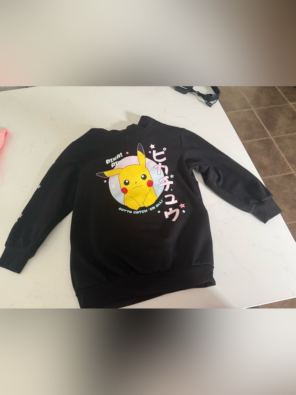Pokemon Black Kids Sweatshirt with Yellow Pikachu and Pink Accents